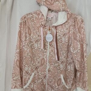 Lacey Chabert Pleated Shoulder Zip Up Hoodie